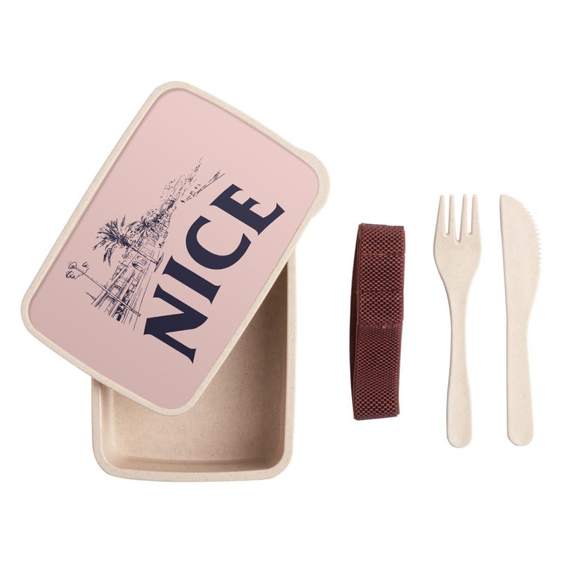 Lunch Box Lunchbox mit Besteck, Rosa – Nice Minimalist Ville