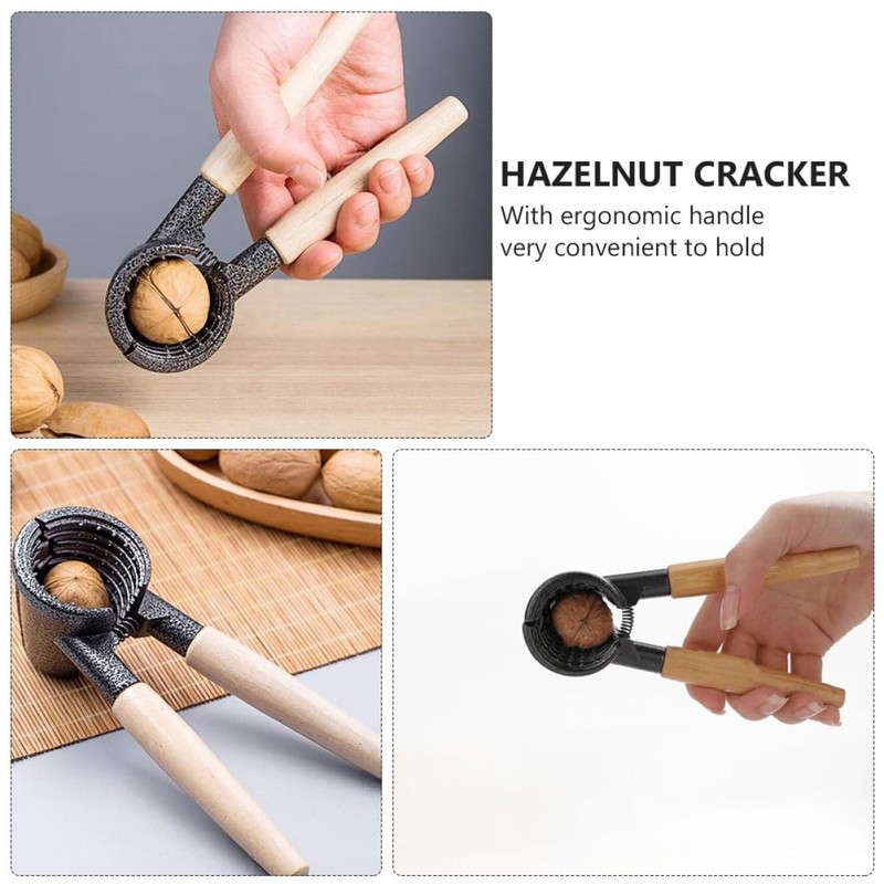 Ciieeo 1pc Walnut Cracker with Ergonomic Wooden Handle Multifunctional Nut