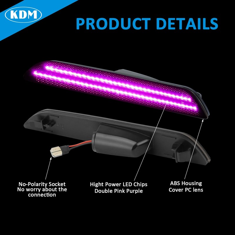 KDM LED Fender Side Marker Reflectors Lights Dual Rows,Compatible for