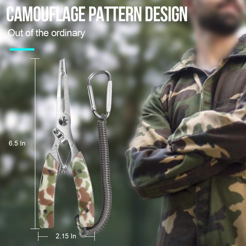 SAWKIT Fishing Pliers/Portable Fish Hook Remover/Stainless Steel Line Cutter Curved