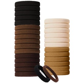 Shunshi Hair Bands for Girls, 30 Pack Strong Elastic Hair Bands for Women, Hair Ties no Damage for Girls, Seamless Hair Bobbles for Thick Curly Hair, Ponytail Holder Hair Accessories (Natural Colour)