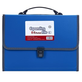 FANWU 26 Pockets Expanding File Accordion Folder with Handle - Letter A4 Paper Size - Expandable Large Plastic File Folder Wallet Monthly Portable Document Organizer with Flap & Buckle (Blue)