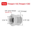 Joywayus 1/2 G Male to 3/8 Compression Female Thread Bushing