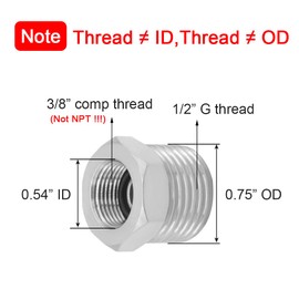Joywayus 1/2 G Male to 3/8 Compression Female Thread Bushing Pipe Fitting, Nickel Plated Brass Reducer Faucet Connector Water Hose Adapter, Supply Line Adapter for RV Kitchen Bathroom Plumbing 2PCS