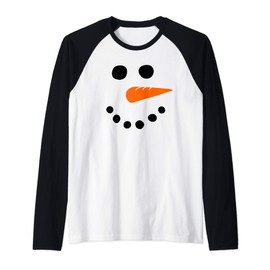 Snowman Face Carrot Nose Christmas Winter Cosplay Costume Raglan Baseball Tee