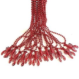 12 Red Crawfish Lobster 1 Dozen Mardi Gras Bead Necklaces Lot Easter Crawfish boil