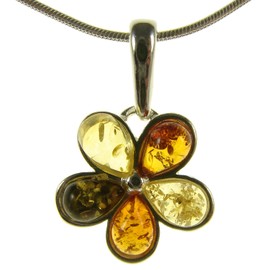 Baltic amber and sterling silver 925 pendant necklace with 1mm Italian sterling silver 925 snake chain