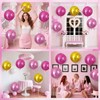 Pink Gold Round Foil Balloons 9 pcs,Metallic Giant 4D Round