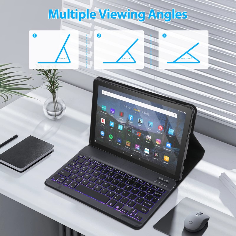 FunYaung Backlit Keyboard Case for Fire HD 10/10 Plus Tablet
