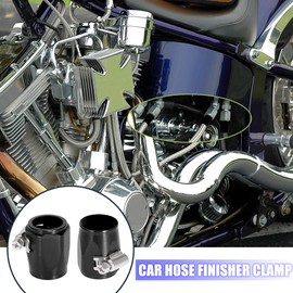 MACHSWON 2PCS AN16 Hex Car Hose Finisher Flexible Rubber Pipe Clamp with Screw Band Adapter Fitting for Automotive Motorcycles Oil Fuel Water Tube Black