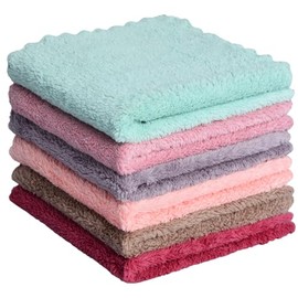 MAYOUTH Microfiber rag Bulk Multi-Functional for House Furniture Reusable Rags Kitchen Wipes Dish Cloths Absorbent and Fast Drying 6 Colors (6pack, 11x11)