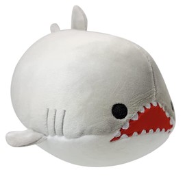 Forest & Twelfth 8” Ocean Animal Puffer, Soft & Puffy Mini Great White Shark Stuffed Toy, Soft Plush Squishy Marine Animal Toys, Ultra Soft Stuffing, Great Gift Ideas for Kids (Great White Shark)