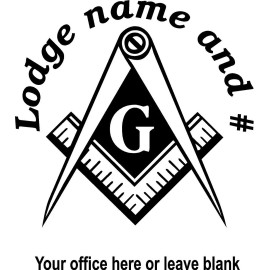WHITE Vinyl Decal Masonic Emblem Lodge name and number Mason