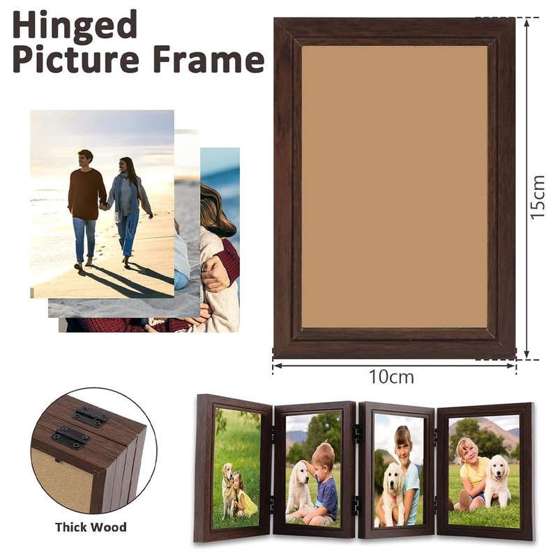 Hinged Picture Frames,Foldable Photo Frame,Folding Frame,Glass Photo Frame,with 180° Foldable