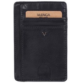 VILENCA HOLLAND Genuine Leather RFID-Blocking Card Holder: Sleek Design for Style, Functionality & Ultimate Security, Black, Sleek and Minimalist