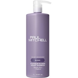Paul Mitchell Platinum Blonde Champú Violeta, Elimina Tonos Cobrizos + Ilumina, Ideal Para Cabello Rubio Claro a Medio, Plateado, Gris o Blanco,