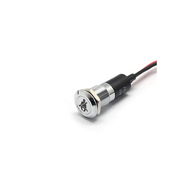 Alpinetech PL12MS 12mm 1/2" 12V LED Metal Signal Indicator Pilot
