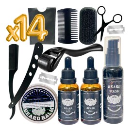 Kit Aseo Y Cuidado Barba Bigote Cuchillas Afeitado Men 14pcs
