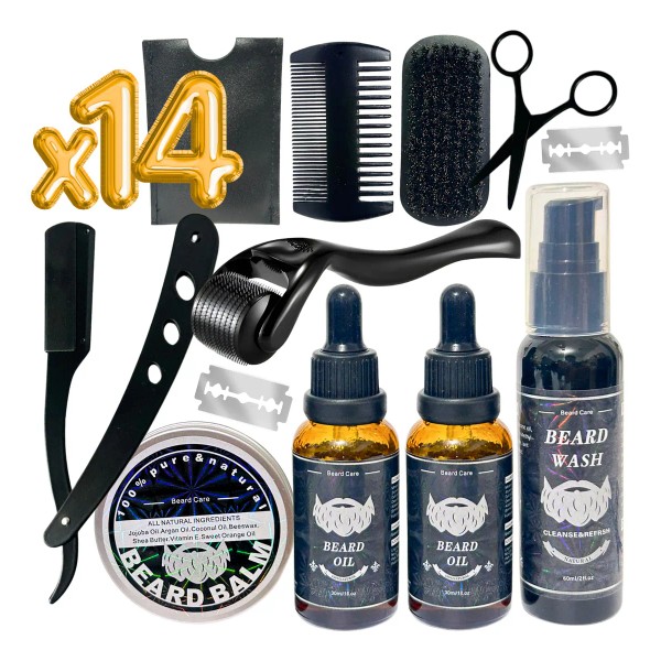 Kit Aseo Y Cuidado Barba Bigote Cuchillas Afeitado Men 14pcs
