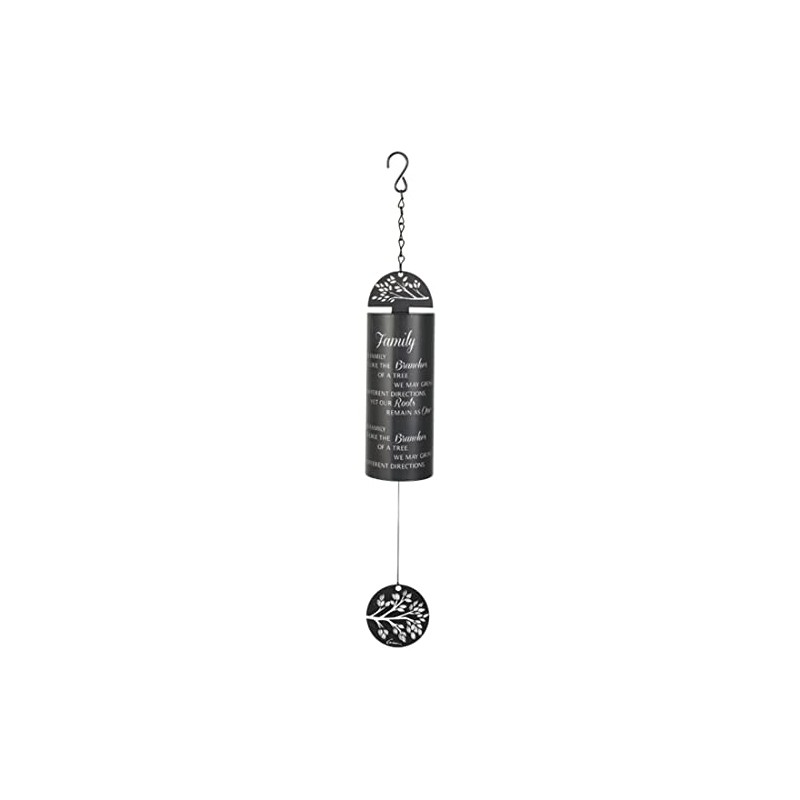 Family Sonnet Black Cylinder Steel Wind Chime Outdoor Garden Windchimes