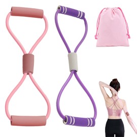 2pcs Saludea Resistance Band Chest Expander Arm Figure 8 Resistance Band with Handles for Yoga Gym Arm and Shoulder Stretching, Exercise, Strength Training, with Drawstring Cotton Bag