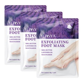 Foot Peeling Mask - 3 Pack Exfoliating Foot Peel Mask for Dry Cracked Feet - Baby Soft Foot Mask Socks for Removing Dead Skin, Cracked Heels, and Calluses - Lavender, Shea Butter, Aloe - Women and Men