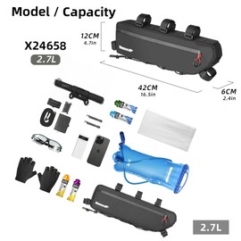 Rhinowalk Bike Triangle Bag - Waterproof Under Top Tube Bag, Cycling Accessories (Beige, L (2.7L))