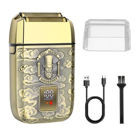 HIENA PRO Professional Foil Shaver for Men, Double Electric Foil Trimmer, Cordless Bald Head Precision Trimmer, Electric Razor, Rechargeable with USB, Gifts for Men (QGM)