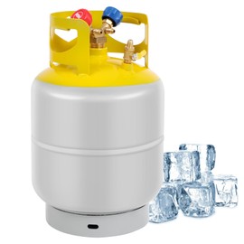 FAHKNS Recovery Tank, 30 lb Reusable Cylinder Can Double Valve HVAC Tank Reclaim Tank 1/4 SAE Y Valve Gray Yellow Large Capacity Without Float Switch for R12 R22, R134A, R410A etc Refrigerant