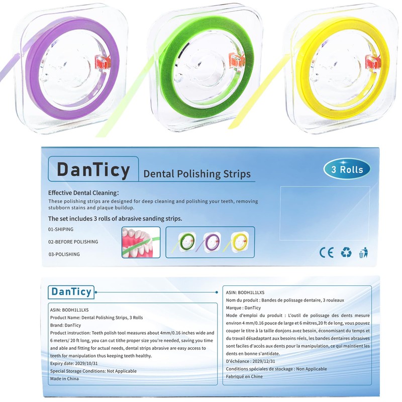 Dental Polishing Strips, Tooth File, Teeth Sanding Grinding Tool, 3