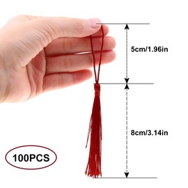 Handmade Tassels, Mini Tassels, Tassels Bookmarks, 100 Pieces Tassel Pendants, Silky Soft Colourful Tassels, Craft Tassel, for Making Jewellery, Souvenirs, Tassel Earrings (Burgundy)