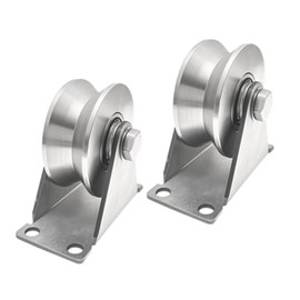 Pulley Wheel Stainless Steel V Groove Plate Casters Heavy Duty Sliding Gate Rollers with Double Ball Bearings Industrial Grade Track Roller Silent Pulley Block for Smooth and Quiet Movement 2pcs