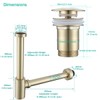 SEABEFORE Brass Round Bottle P-Trap with Pop Up Drain Stopper