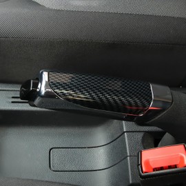 TKSE Car Hand Brake Cover,Universal Handbrake Decorative Cap,Carbon Fiber Style Car Hand Brake Cover Protector Decoration Cover,Auto Grip Handbrake Cover Compatible with Most Vehicle(130x34x25mm)