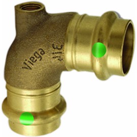 Viega 79640 ProPress Zero Lead Bronze Vent Tee with Female 3/4-Inch by 1/8-Inch by 3/4-Inch P x Female NPT x P