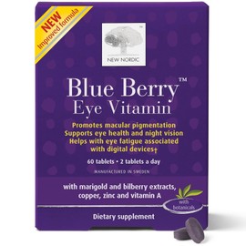 NEW NORDIC Blueberry Eye Health Supplement with Lutein 60 Tablets Vision Support