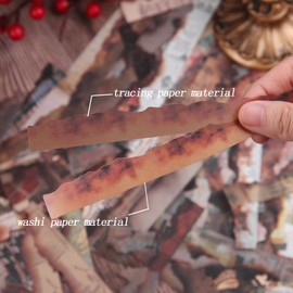 RISYPISY Vintage/Antique Look Scrapbook Stickers, Pack of 120 Burnt Old Decorative Stickers Border Aesthetic Stickers for Journaling, Photo Frame, Decoupage Stationary Supplies