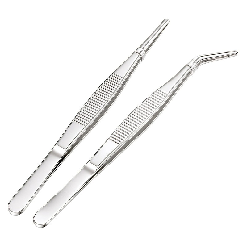 wilcractk Tweezers Set Curved and Straight Stainless Steel 14 cm