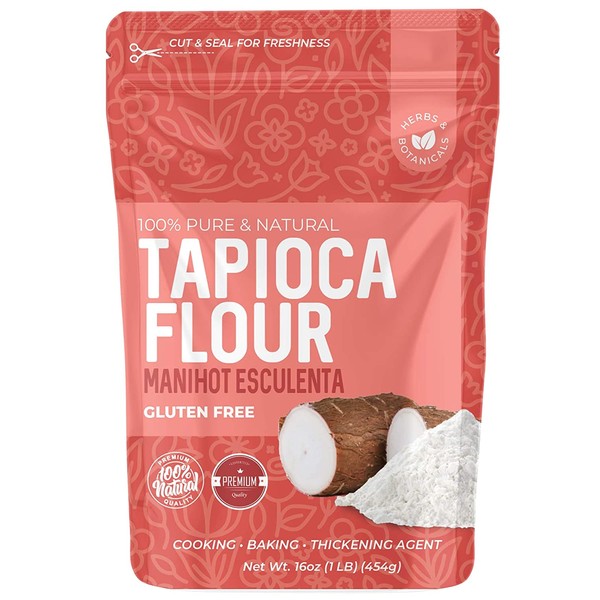 Tapioca Flour Starch, 1 Lb, Gluten-free & non-GMO (Thickener for Food) Fine White Powder, Vegetarian, kosher, Paleo Friendly