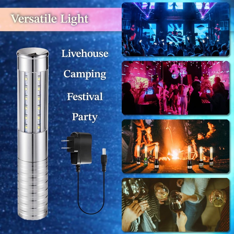 4 Packs Rechargeable LED Strobe Baton Lights Reusable Bottle Service