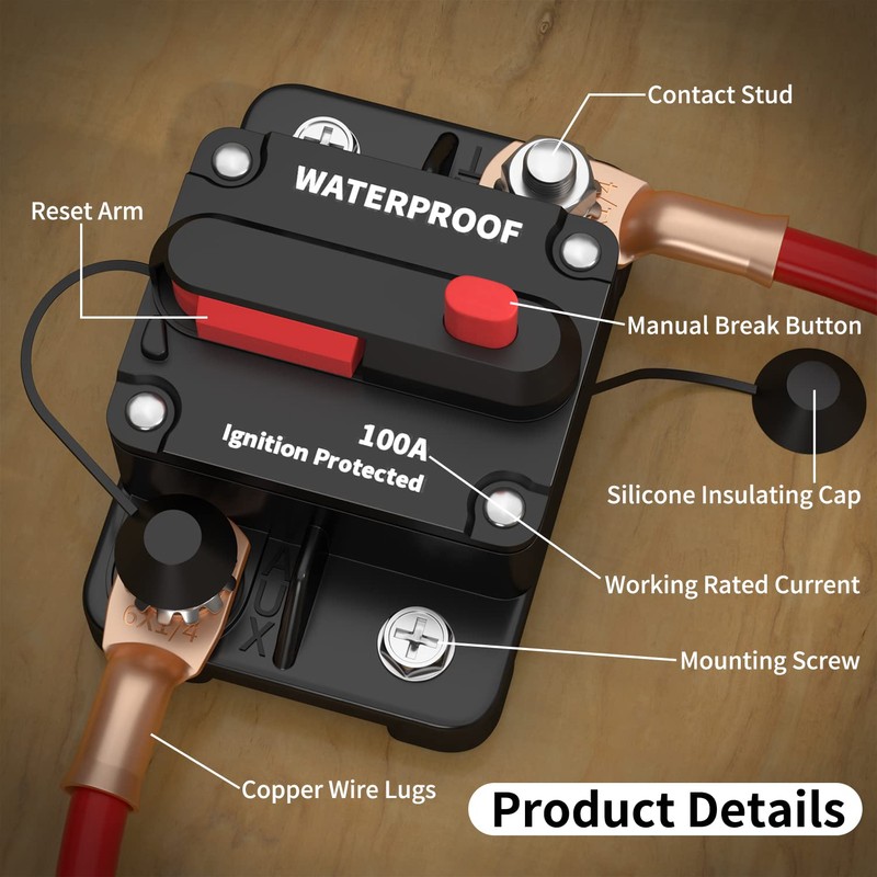 DaierTek 100 Amp Circuit Breaker 12V - 48V, DC 12