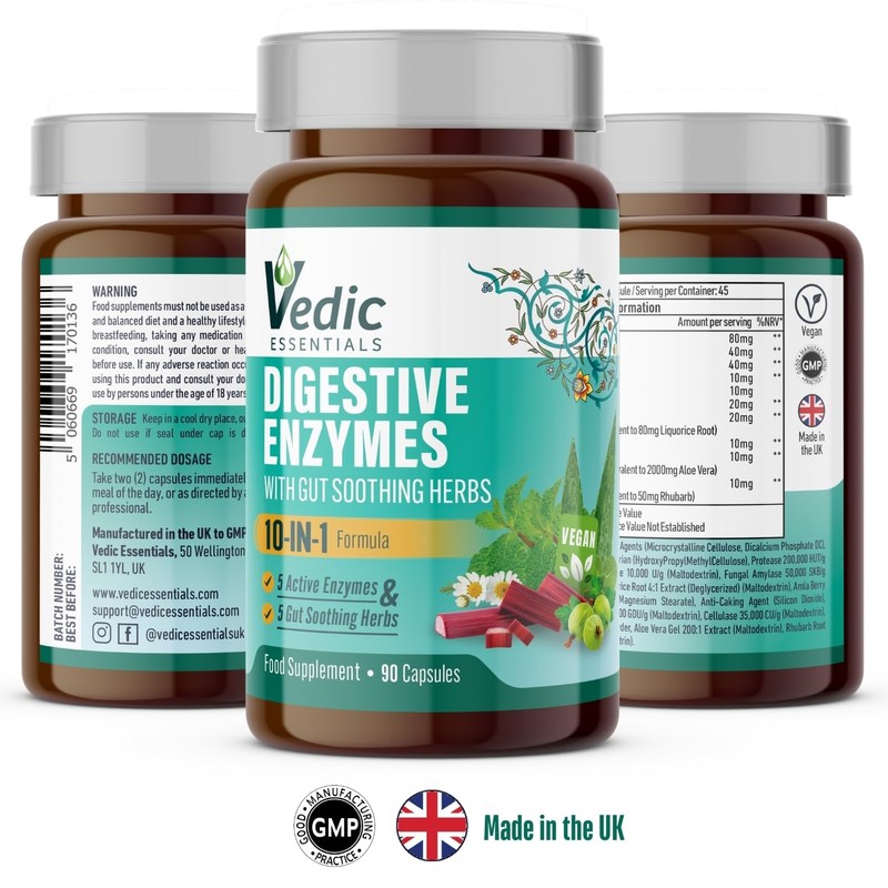 Vedic Digestive Enzymes + Herbs Complex for Better Digestion &