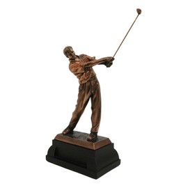 Ebros 'Perfect Swing' Professional Golfer Swinging Golf Club Statue 15" Tall Bronze Electroplated Resin with Trophy Base Pro Golfers Driving Range Office Study Library Desktop Accent Figurine