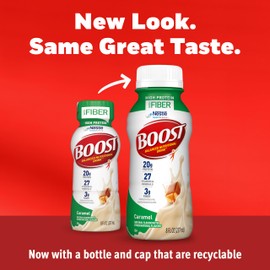 BOOST High Protein with Fiber Ready to Drink Complete Nutritional Drink, Caramel, 8 fl oz Bottle, 24 Pack