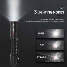 MIJOMI B10 Pen Flashlights 330 Lumen Rechargeable LED Pocket Pen Light 3 Modes with Clip IPX4 Waterproof for Inspection, Work, Repair, Camping