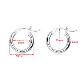 Small Hoop Earrings for Women Teen Girls Sensitive Ears Sterling Silver 2mm Tiny Round-Tube Fashion Huggie Tiny Hoops Hypoallergenic Minimalist Jewelry Stylish Gifts Birthday Girlfriend Bff 12mm