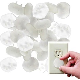 Electrical Outlet Safety Caps For Childproofing/Baby Cover Plugs and Draft Insulation Pack (Clear, 100 pc)
