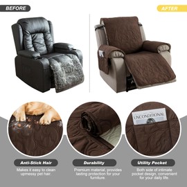 YUEANG 100% Waterproof Recliner Chair Cover, Recliner Chair Covers for Reclining Chair, Non-Slip Fabric Recliner Couch Cover for Living Room, for Pets Kids Protector, Washable