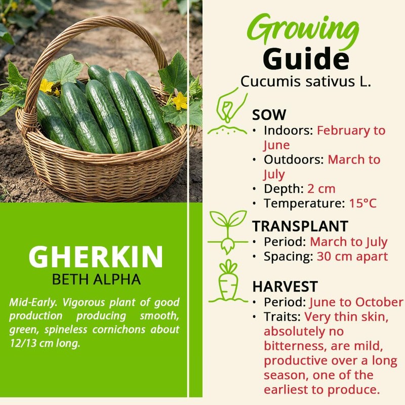 Cucumber Seeds – Cetriolino Beth Alpha – Early, Smooth Skin