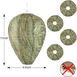 DECYOOL 8 Pack Paper Wasp Nest Decoy Hanging Wasp Deterrent for Wasps Hornets Yellow Jackets (Green)
